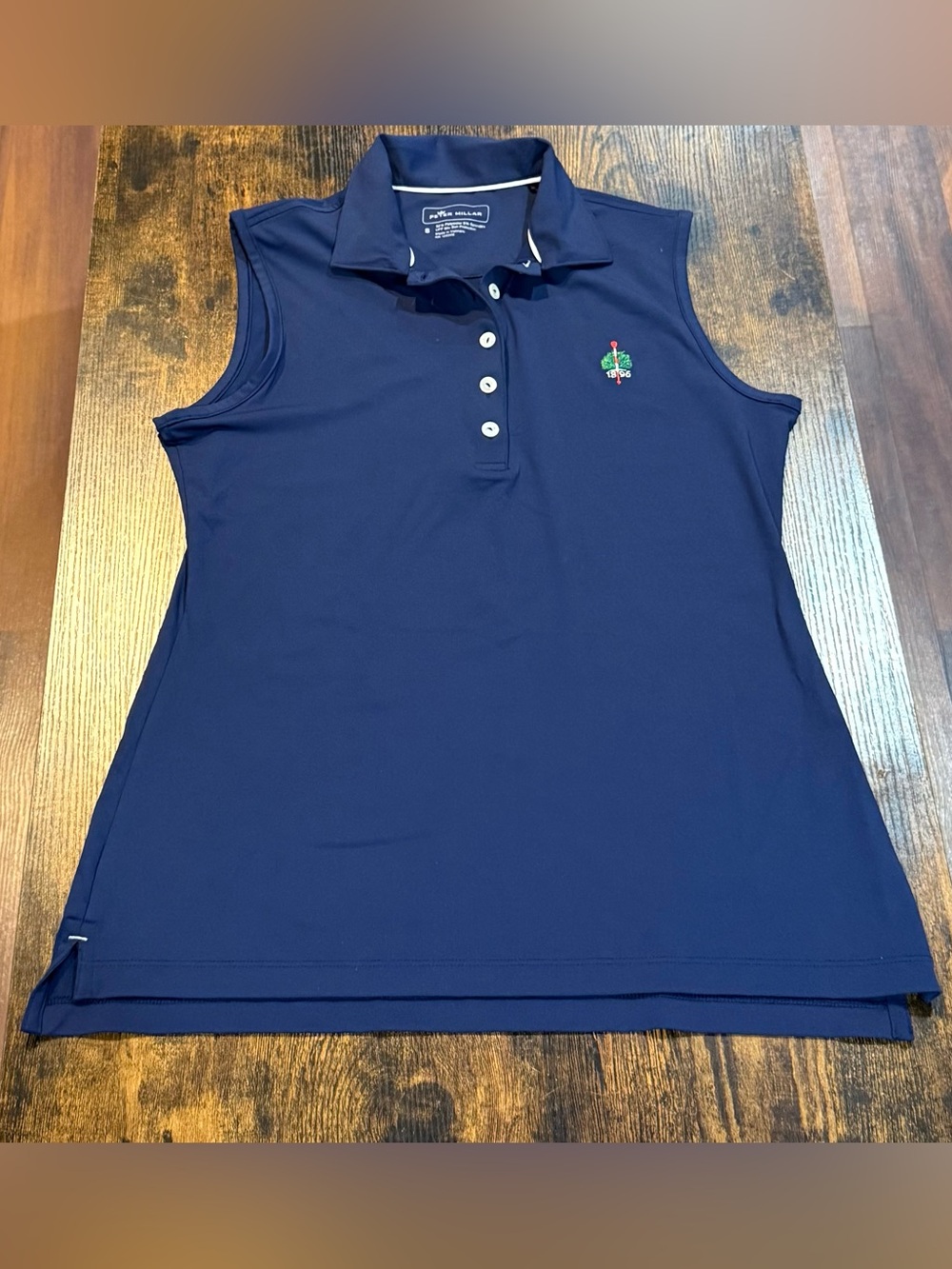 Peter Millar Women S Merion Golf Club 1896 Sleeveless Polo Navy UPF 50+ Preppy